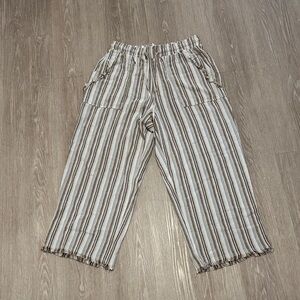 Royalty For Me Striped Tan and White Wide Leg Pants